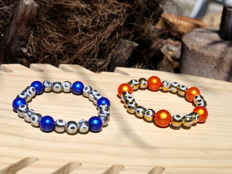Summer of Love Jewel Collection - 2x BRACELETS 3D Miracle beaded bracelet with Evil Eye Pattern. Exclusive Design Principles. for him & her