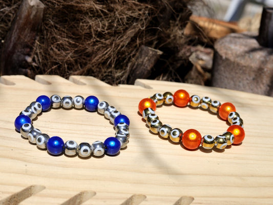 Summer of Love Jewel Collection - 2x BRACELETS 3D Miracle beaded bracelet with Evil Eye Pattern. Exclusive Design Principles. for him & her