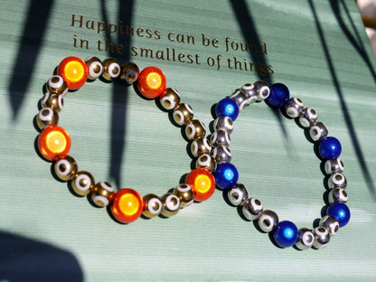 Summer of Love Jewel Collection - 2x BRACELETS 3D Miracle beaded bracelet with Evil Eye Pattern. Exclusive Design Principles. for him & her