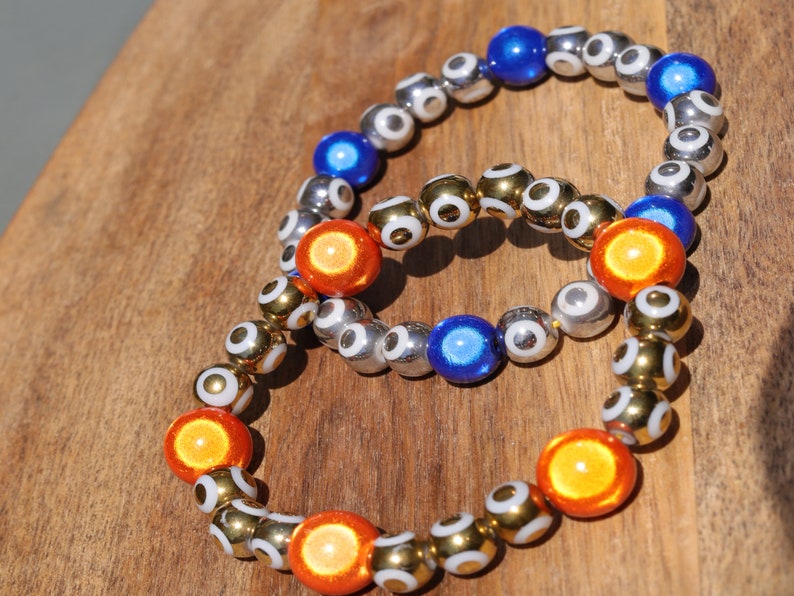 Summer of Love Jewel Collection - 2x BRACELETS 3D Miracle beaded bracelet with Evil Eye Pattern. Exclusive Design Principles. for him & her