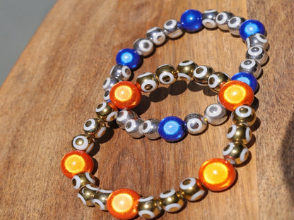 Summer of Love Jewel Collection - 2x BRACELETS 3D Miracle beaded bracelet with Evil Eye Pattern. Exclusive Design Principles. for him & her