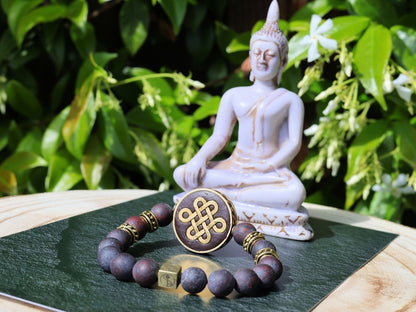 Adventurous Natural Saffron Jasper Beads , High Quality in Matte Round. Combined with Chinese Knot and a Wajakaa © Logo bead.