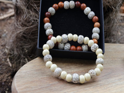 Wooden collection - 2x BRACELETS Starmoon Bodhi Barrel bracelet with  Bayong and Sandalwood beads. place of the Buddha’s Enlightenment