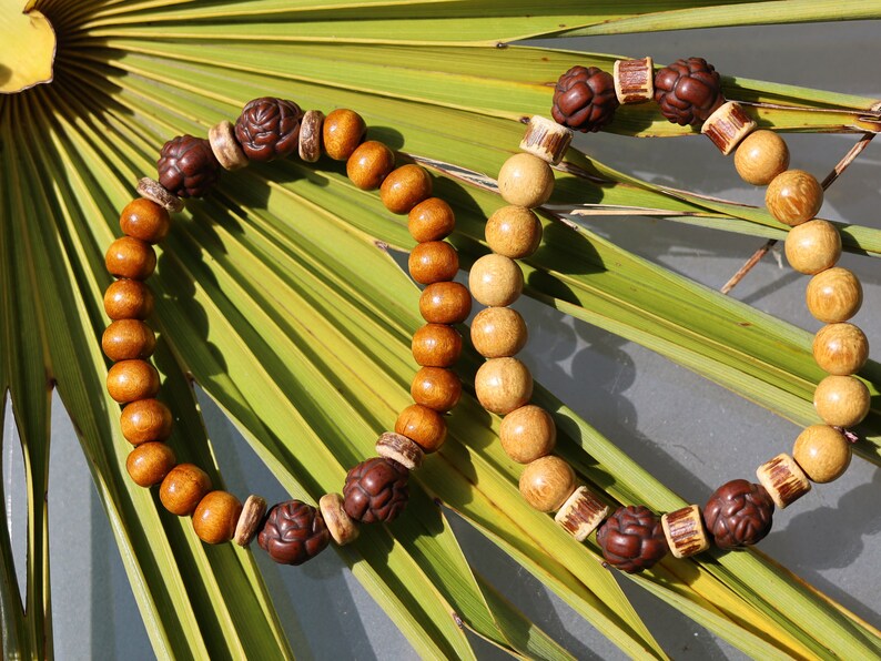 Wooden collection - 2x BRACELETS Jackfruit wooden beads/ brown roundel 8x7mm Natural Wood with EMERY ROSE Wooden Beads.