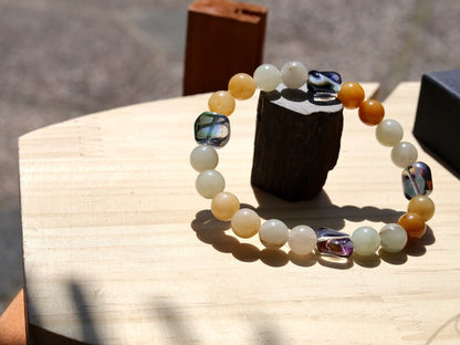 Attracting combination bracelet with Blue Natural Old Topaz Jade and green Myanmar Jade/Burmese Jade.  re-motivates and aligns the meridians