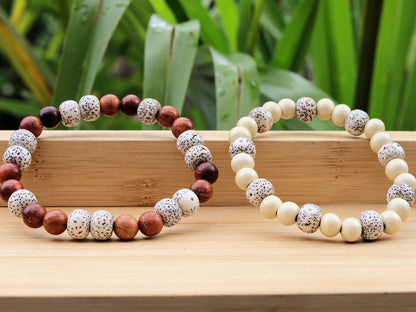 Wooden collection - 2x BRACELETS Starmoon Bodhi Barrel bracelet with  Bayong and Sandalwood beads. place of the Buddha’s Enlightenment