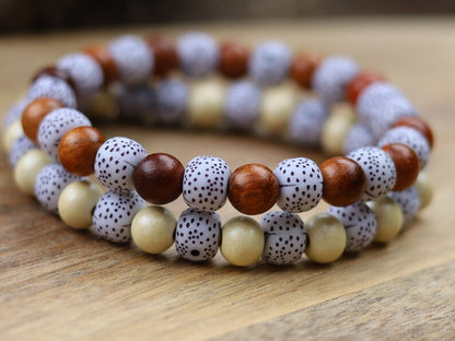 Wooden collection - 2x BRACELETS Starmoon Bodhi Barrel bracelet with Bayong and Sandalwood beads. place of the Buddha’s Enlightenment