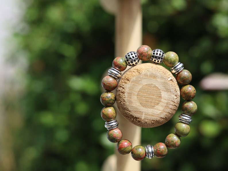 Knockout Unakite bracelet with incredibly power. Wajakaa, design one of a kind, unique and stylish.  Handcrafted unique