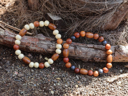 Wooden collection - 2x BRACELETS  Sandalwood, mixed color natural wood. has a strong connection with the Earth and nature