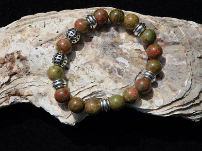 Knockout Unakite bracelet with incredibly power. Wajakaa, design one of a kind, unique and stylish.  Handcrafted unique