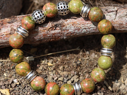 Knockout Unakite bracelet with incredibly power. Wajakaa, design one of a kind, unique and stylish.  Handcrafted unique