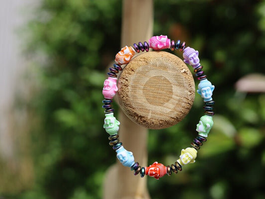 Remarkable Buddhist Acrylic Beads with Hematite Rondelle Multi-color Plated. Calms a troubled mind and puts your spirit at ease
