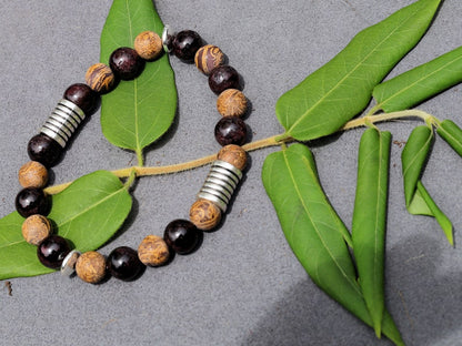 Miraculous Natural Red Garnet Beads  with Natural Elephant Skin Jasper/Miriam Stone/Calligraphy Stone Bead bracelet