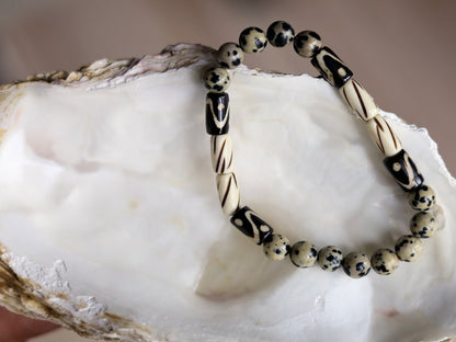 Bone gemstone jewelry. Smooth Natural Natural Magnesite Beads with Made in India cow bone (cruelty-free), each one is completely hand-made.