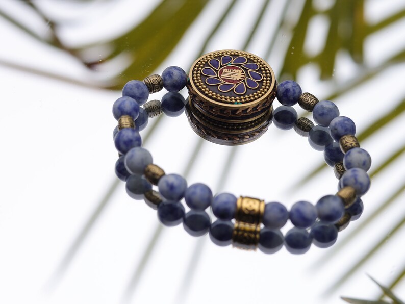 Blue Spot Jasper Beads with Handmade Nepalese Buddhist Tibetan Brass Metal & Clay Loose Craft Bead. Your satisfaction, our pursuit.