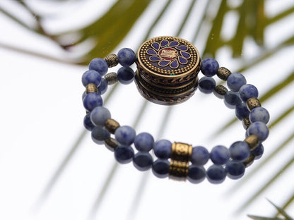 Blue Spot Jasper Beads with Handmade Nepalese Buddhist Tibetan Brass Metal & Clay Loose Craft Bead. Your satisfaction, our pursuit.