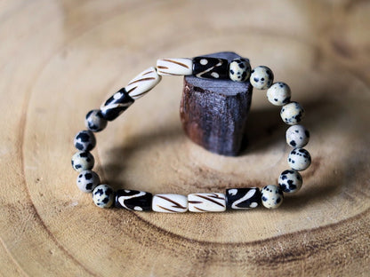 Bone gemstone jewelry. Smooth Natural Natural Magnesite Beads with Made in India cow bone (cruelty-free), each one is completely hand-made.