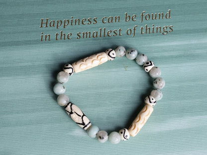 Sesame Jasper/Kiwi Jasper Beads bracelets with Bone gemstone jewelry. To prepare you in facing reality. Haḍīāṁ Jewel winter Collection
