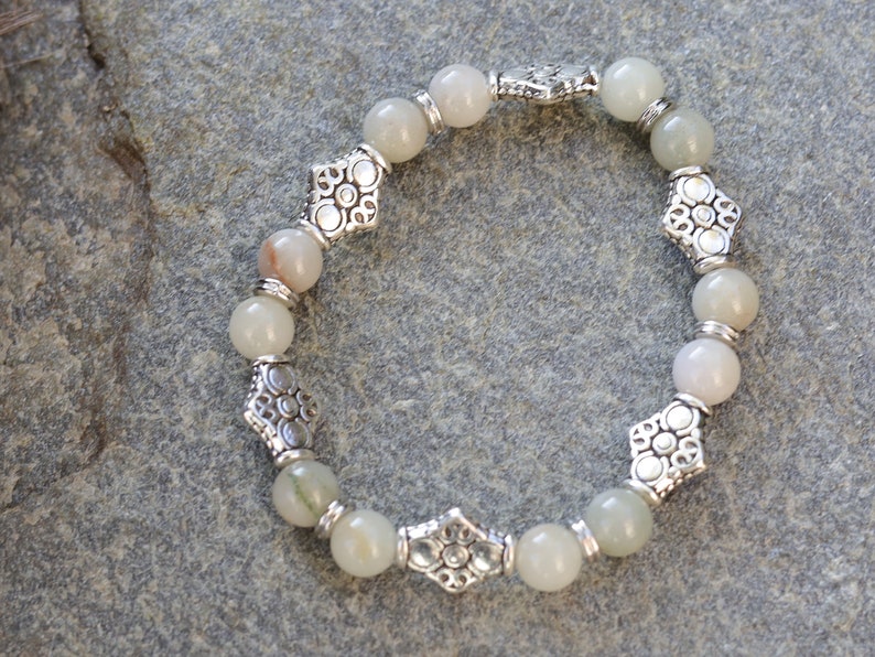 Myanmar Jade/Burmese Jade bracelet with  Spacer Cube Square Diamond Patterned Square Pearls. Artisan inspired, hand crafted and authentic.