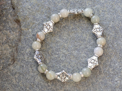 Myanmar Jade/Burmese Jade bracelet with  Spacer Cube Square Diamond Patterned Square Pearls. Artisan inspired, hand crafted and authentic.