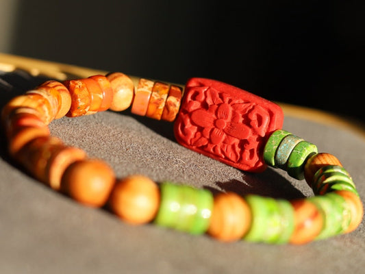 Heishi Gemstone Beads, Sea Sediment Jasper White turquoise and turquoise blue . Combined with Tibetan Magical Natural Stripe Raja Kayu Bead