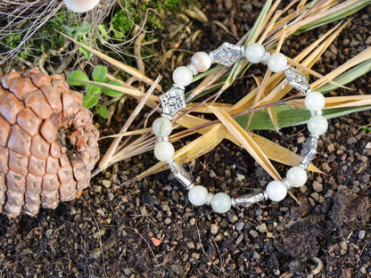 Myanmar Jade/Burmese Jade bracelet with  Spacer Cube Square Diamond Patterned Square Pearls. Artisan inspired, hand crafted and authentic.