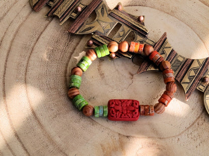 Heishi Gemstone Beads, Sea Sediment Jasper White turquoise and turquoise blue . Combined with Tibetan Magical Natural Stripe Raja Kayu Bead