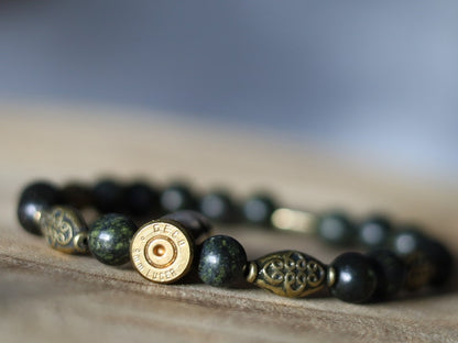 Uncommon real 9mm Luger Bullet bracelet with Strong Serpentine. Bullet Name Meaning: Its Powerful Symbolism, Destiny and Luck.