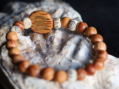 Lightweight unique combination Matte Raja Kayu Wood and Spiral Yak Bone with Spiral brown wood. Symbol of purity, strength and courage