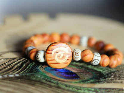Lightweight unique combination Matte Raja Kayu Wood and Spiral Yak Bone with Spiral brown wood. Symbol of purity, strength and courage