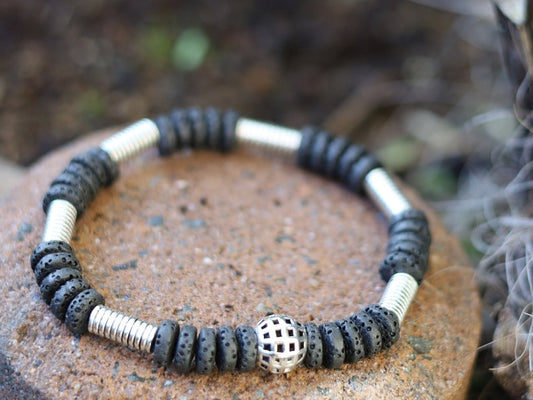 Fanciable Colorful Volcanic Lava Gemstone Heishi Spacer Loose Beads 8.5'' 4x8mm 4x10mm. Tibetan Style Alloy Beads