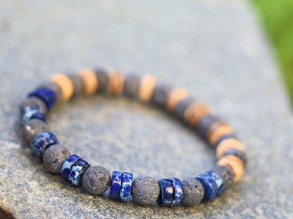 Heishi Gemstone Beads, Picasso Jasper Gemstone and grey Lava and beautiful Disc coconut beads. Super trendy for him & her