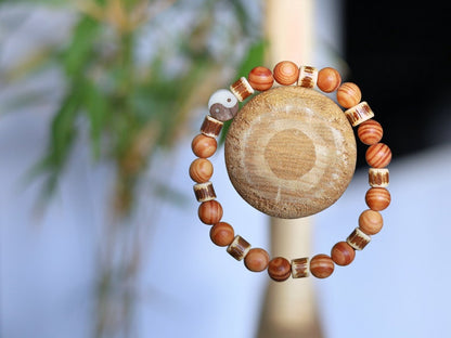 Lightweight unique combination Raja Kayu with Edited wooden beads discs and carved Yin Yang. The Supreme King in the forest