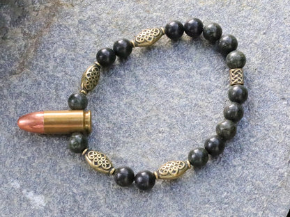 Uncommon real 9mm Luger Bullet bracelet with Strong Serpentine. Bullet Name Meaning: Its Powerful Symbolism, Destiny and Luck.