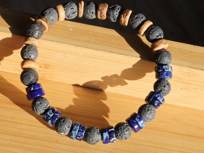 Heishi Gemstone Beads, Picasso Jasper Gemstone and grey Lava and beautiful Disc coconut beads. Super trendy for him & her