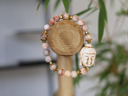 Beautiful large bead of real magnesite: Buddha combined with The healing properties of Netstone. Meaningful & symbolic merchandise