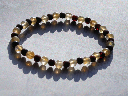 The Bāla Sagrahi Kids Collection. Children's Size Citrine 4 mm Gemstone Bracelet with 3mm Red Garnet beads. Gift for Kids.