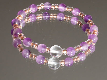 The Bāla Sagrahi Kids Collection. Children's Size 6 mm Amethyst Bracelet with Preciosa Rocailles Czech glass. Gift for Kids.