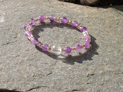 The Bāla Sagrahi Kids Collection. Children's Size 6 mm Amethyst Bracelet with Preciosa Rocailles Czech glass. Gift for Kids.