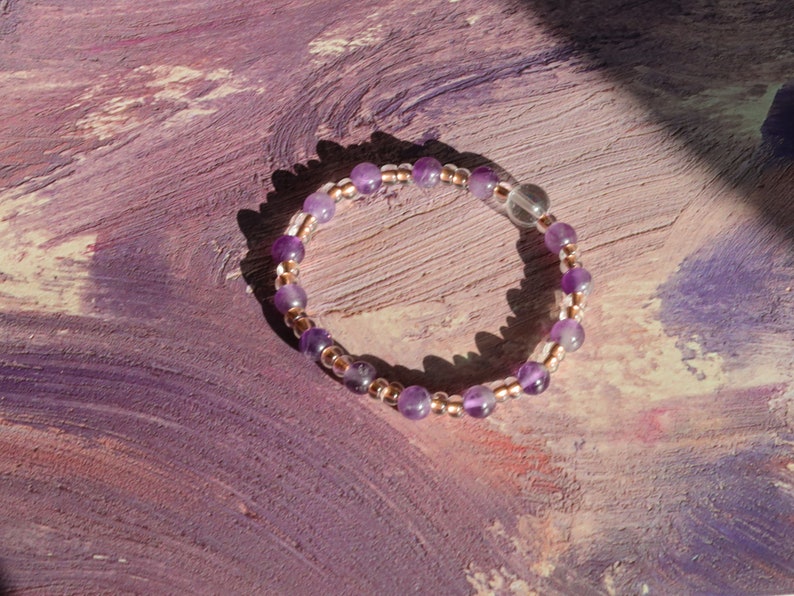 The Bāla Sagrahi Kids Collection. Children's Size 6 mm Amethyst Bracelet with Preciosa Rocailles Czech glass. Gift for Kids.
