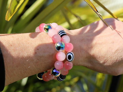Summer BRACELET. Unique Ombre beaded bracelets with holographic beads and two-tone  Black and white beads.