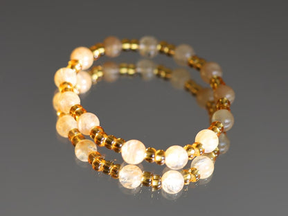 The Bāla Sagrahi Kids Collection. Children's Size Citrine 6 mm Gemstone Bracelet with Preciosa Rocailles Czech glass. Gift for Kids.