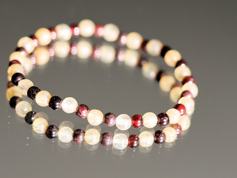 The Bāla Sagrahi Kids Collection. Children's Size Citrine 4 mm Gemstone Bracelet with 3mm Red Garnet beads. Gift for Kids.