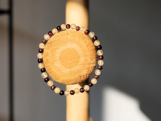 The Bāla Sagrahi Kids Collection. Children's Size Citrine 4 mm Gemstone Bracelet with 3mm Red Garnet beads. Gift for Kids.