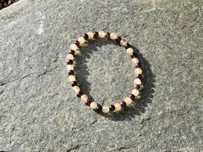 The Bāla Sagrahi Kids Collection. Children's Size Citrine 4 mm Gemstone Bracelet with 3mm Red Garnet beads. Gift for Kids.
