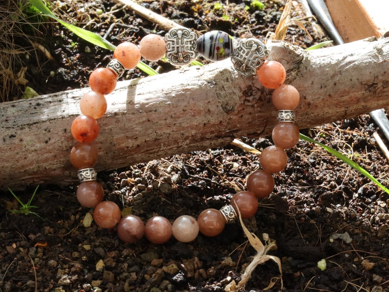 Lucky Purple Aventurine beads bracelets with Glass bead black/purple/white and Antique Silver Tone Spacer Beads.