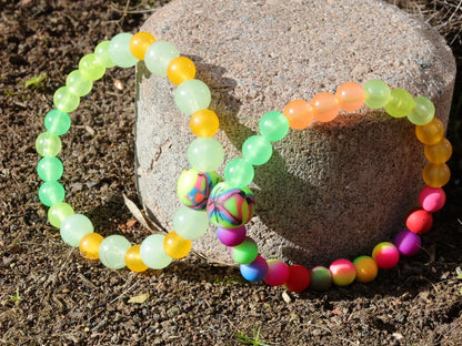 Glow in the dark - 2x bracelets UV Reactive Fluorescent Beaded Bracelets with glow in the dark. Combined with clay Blacklight beads.