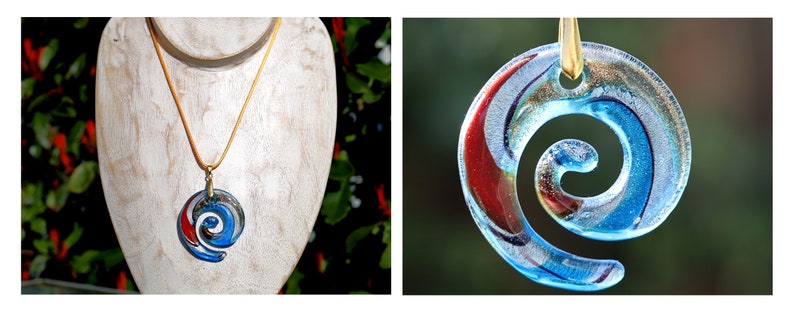 Unique Murano-inspired twisted GLASS PENDANTS lampworks necklaces. The glass is handcrafted and hand-blown and shaped by master glass maker. (kopie)