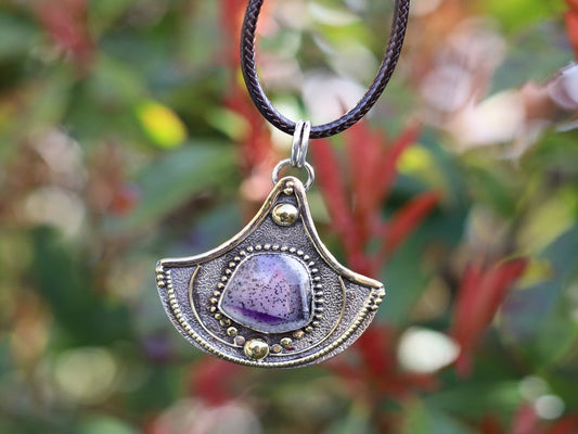 925 Pāgala Necklace Collection Super 23 Amethyst Pendant 925 Sterling Silver Pendant 18K Gold Plated  Gemstone Pendant. One of a kind!