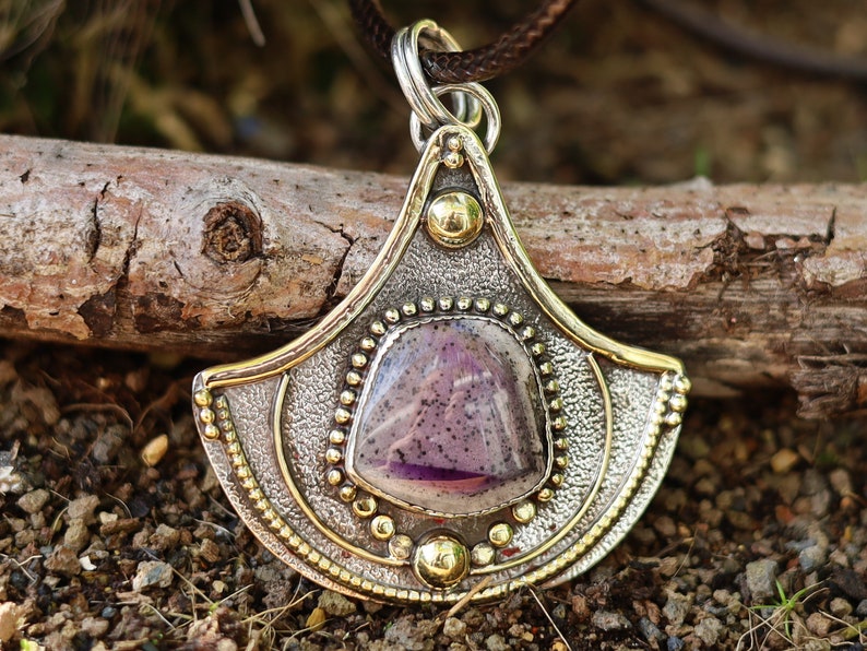 925 Pāgala Necklace Collection Super 23 Amethyst Pendant 925 Sterling Silver Pendant 18K Gold Plated  Gemstone Pendant. One of a kind!